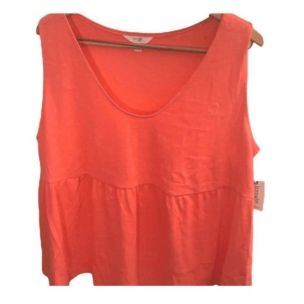 Terra & Sky Coral Peplum Tank Top‎ Comfy Summer Shirt Women's Plus 4X (28W-30W)